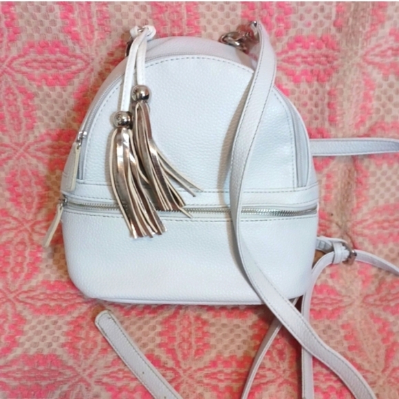 Faux white leather backpack/ crossbody - Picture 1 of 11
